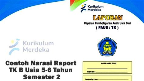 Contoh Narasi Raport Tk B Usia 5 6 Tahun Semester 2 Kurikulum Merdeka Tahun 2024 Jati Diri P5