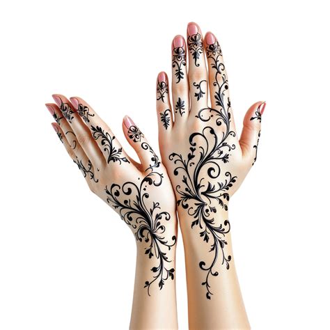 Hands with black henna designs on them 57324194 PNG