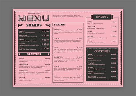 Customize online this Retro Vegan Friendly Restaurant Menu template