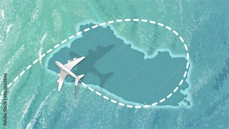 airplane flying on El salvador Map Travel visit discover El salvador 8K illustration. Stock ...