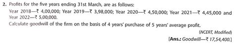 Solution Of Q 2 Goodwill TS Grewal 2022 23 CBSE CBSE Commerce