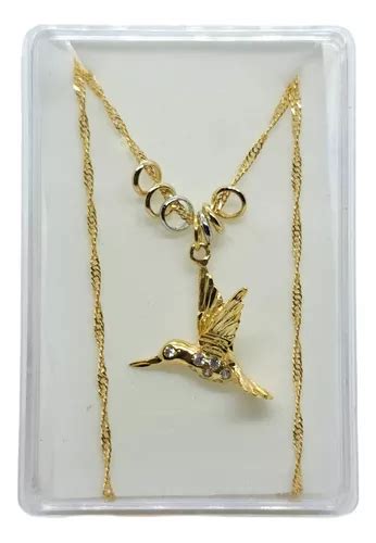 Collar De Colibri Oro Laminado Y Semanario Estuche A1 Cuotas sin interés