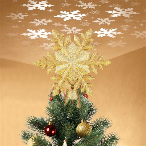 Christmas Tree Topper Lighted With Projection Slides Snowflake