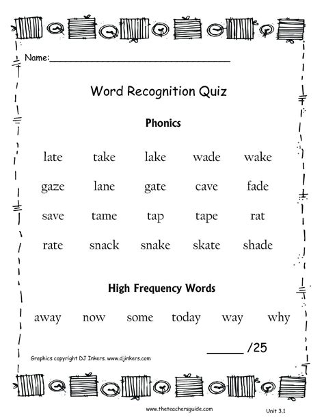 Phonic Worksheet For Grade 1