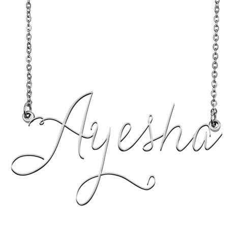 Ayesha Name Necklace Custom Personalized Name Plate Jewelry for Birthday Christmas Gift