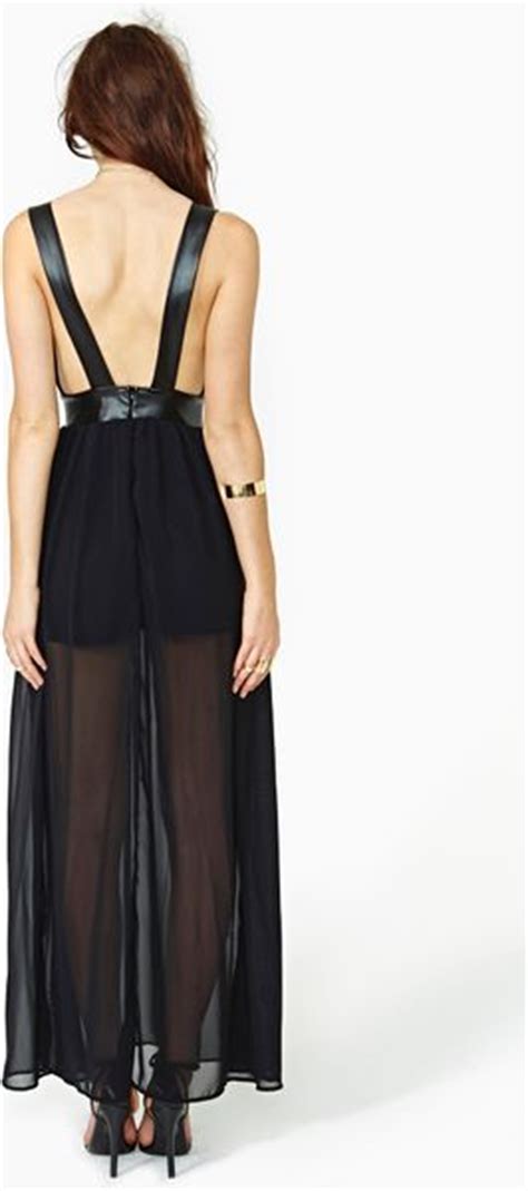 Nasty Gal Night Drift Faux Leather Maxi Dress In Black Lyst