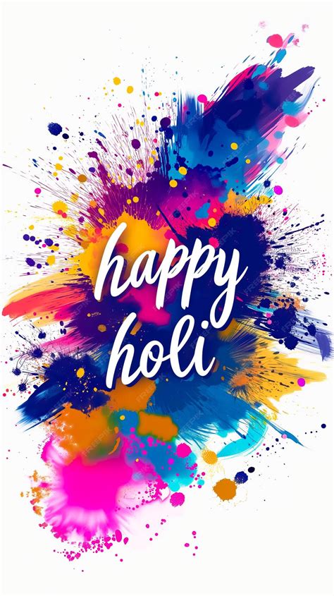 Premium Photo Happy Holi Text With Abstract Colorful Splatter And