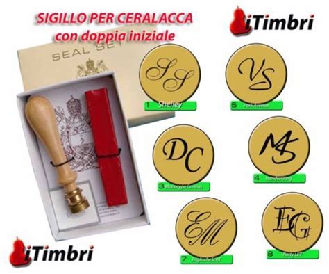 Timbro Sigillo Doppia Iniziale Mm Per Ceralacca Sposi Carta Buste