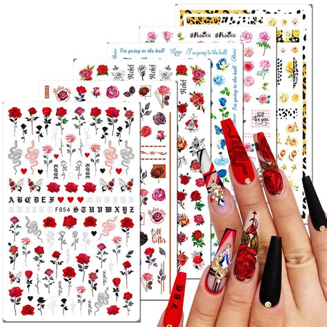 Blue Rose Nail Decals