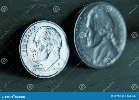 Nickel and dime stock image. Image of macro, coins, dime - 42724257