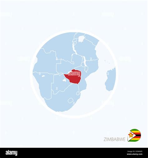 Map Icon Of Zimbabwe Blue Map Of Africa With Highlighted Zimbabwe In