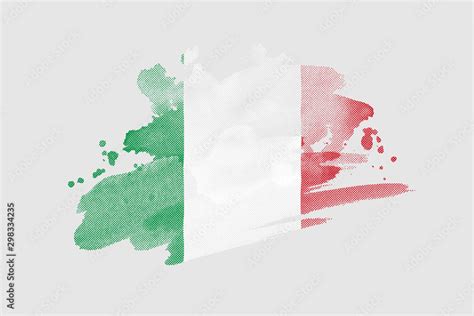 National flag of Italy. Stylized Italian flag with watercolor halftone ...