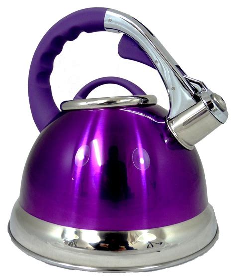 Hot Drinks 35ltr Purple Prima Whistling Stove Top Kettle Camping Gas