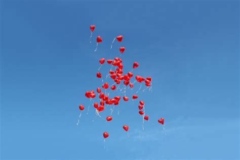 Viele Rote Luftballons Am Himmel Stockfoto Bildagentur