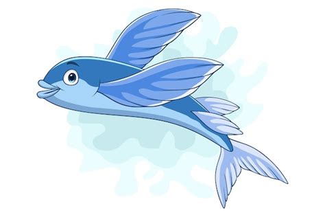 Premium Vector | Cartoon flying fish on white background