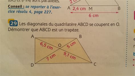 Les Diaginales Du Quadrilat Re Abcd Se Coupent En O D Montrer Que Abcd