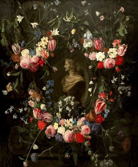 Daniel Seghers Garland Of Flowers Surrounding A Marble Bust Of