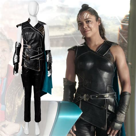 Adult Women Thor 3 Ragnarok Valkyrie Cosplay Costume Dress Cape