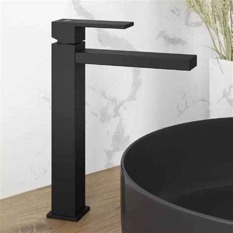 Miscelatore Lavabo Alto In Ottone Nero Opaco Con Piletta Black Prisma