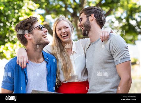 Hip Friends Laughing Together Stock Photo Alamy