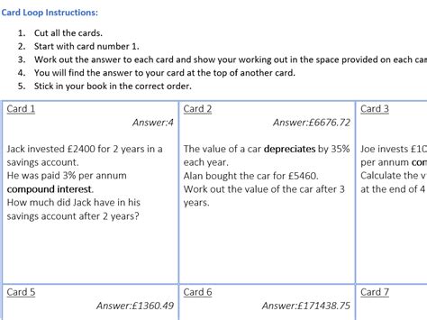 Compound Interest And Depreciation Gcse Teaching Resources