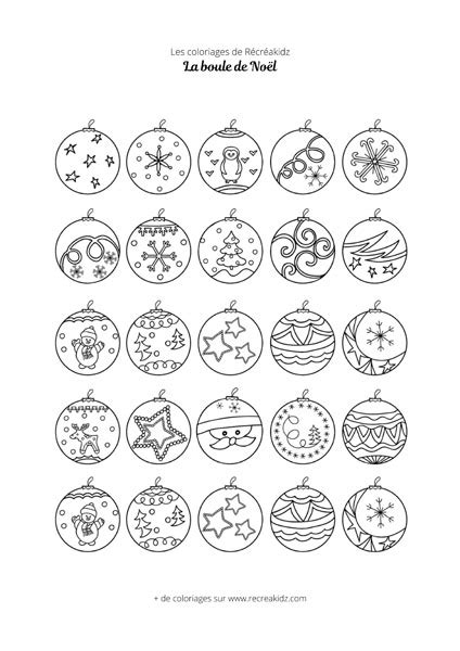 Coloriage boule de Noël maternelle Dessin à colorier imprimer en PDF