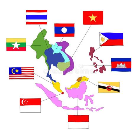 Aec Asean Economic Community World Map Stock Vector Illustration Of