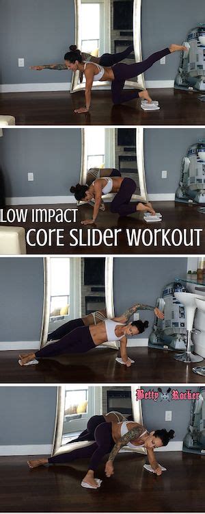 Low Impact Core Slider Home Workout At Home Workouts Core Slider Workout Workout Moves