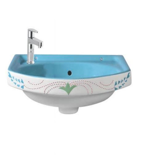 Aqua Green Ceramic Wall Hung Wash Basin For Bathroom Model Name