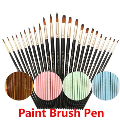 12PCS NYLON HAIR Paint Brush Set Hook Line Pen Acrylic Watercolor Oil