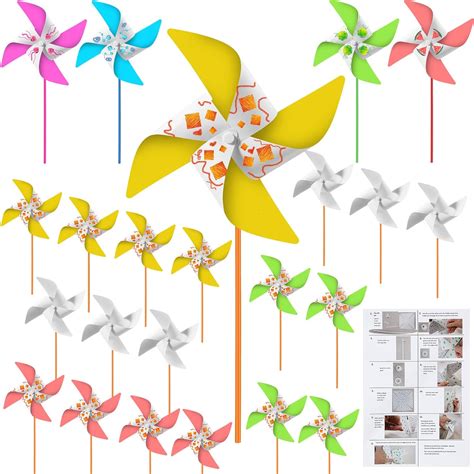 Amazon Libima 60 Pieces DIY Paper Pinwheels Handmade White Blank