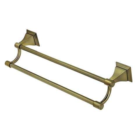 Kingston Brass Monarch 18 In Wall Mount Dual Towel Bar In Antique Brass Hbah612318ab The Home