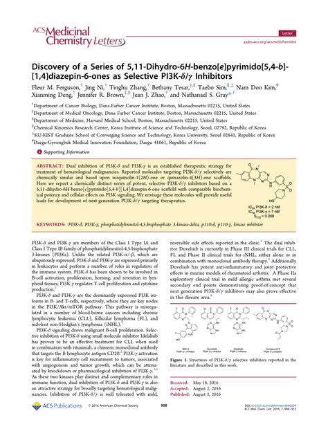 Pdf Discovery Of A Series Of Dihydro H Benzo E Pyrimido B