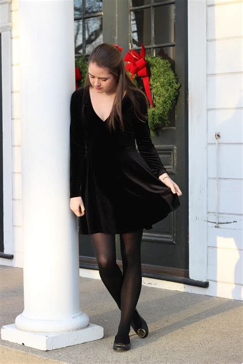 Preppy by the Sea: Black Velvet Dress