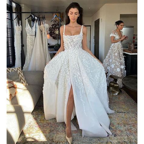 Vestido De Casamento De Luxo Para A Noiva Uma Linha Criss Cruz Fenda