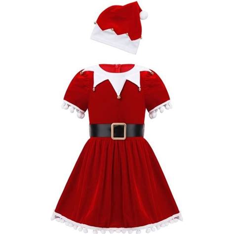 Freebily Enfant Fille Robe Noël Mère Déguisement Elfe Lutin De Noël