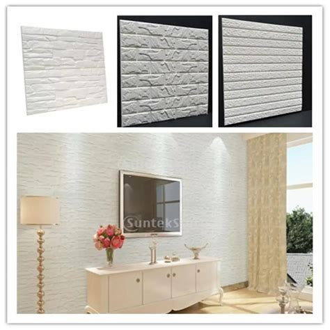 Aliexpress Buy Cm White D Brick Wall Sticker Self Adhesive