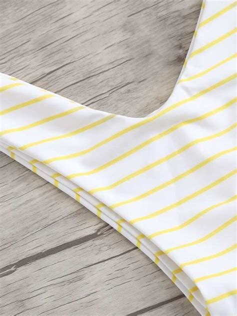 Is That The New Striped Bandeau High Leg Bikini Set Romwe Usa