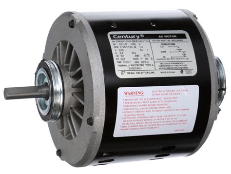 CENTURY Evaporative Cooler Motor 2 Speed 1 2 1 6 HP 1 725 1 140