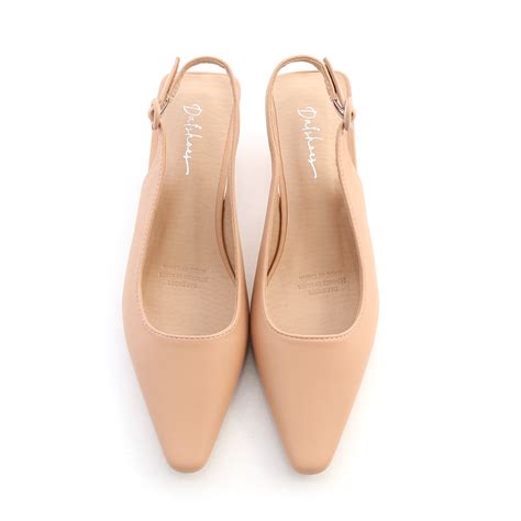 Pointed Toe Plain Kitten Heel Slingbacks Nude Pink D Af Official