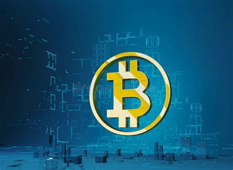 Business City Bitcoin 3D Illustration of Bitcoin Symbol Golden Letter B ...