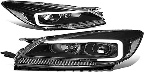 Dna Motoring Hl 3d Fesc13 Bk Cl1 Black Housing Projector Headlights With Led Day