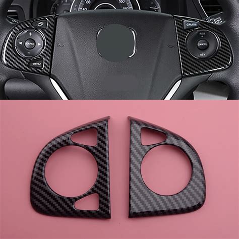 Citall Abs Pcs Black Carbon Fiber Style Steering Wheel Button Cover