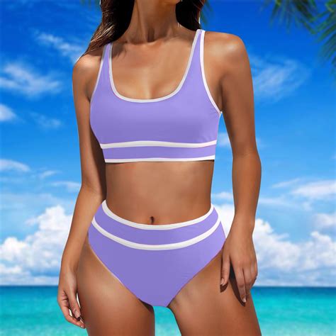 Dihao High Waisted Bikini Set For Women Clearance Plus Size Women Solid