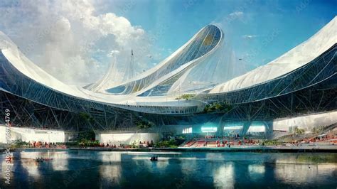 sports stadium futuristic render soccer football arena Stock ...