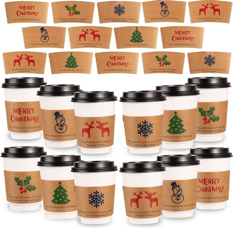 Amazon 125 Pack Christmas Coffee Cup Sleeves Disposable Christmas