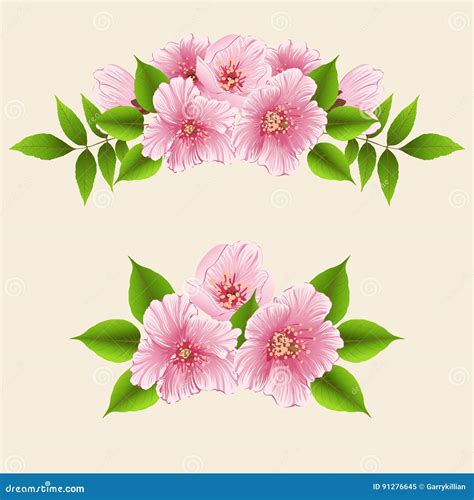 Vector Floral Design Element for Page Decoration. Flowers with Leaves ...