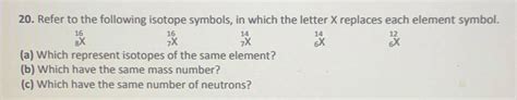 Solved Refer To The Following Isotope Symbols In Chegg