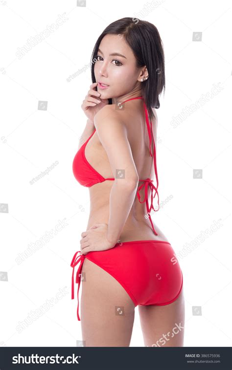 Sexy Asian Girl Wearing Red Bikini Foto Stok 386575936 Shutterstock