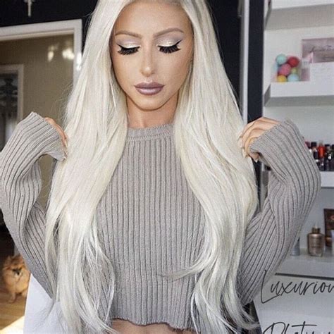 24 WHITE BLONDE STRAIGHT LACE FRONT WIG NWT Platinum Blonde Hair Extensions Platinum